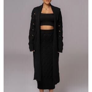 JLUXLABEL Black Bricton Women’s Long Knit Cardigan Sweater Coat Size L/XL